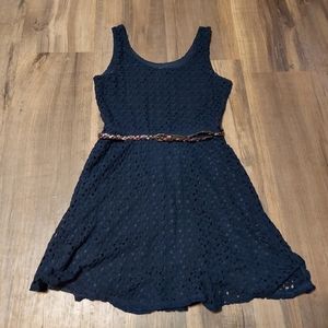 Navy Floral Lace Dress